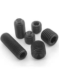 10 Piece M12 X 1.25 Fine Pitch 25mm Cup Point Grub Screws With Hex Socket Allen Key Set Black Oxide Heavy Duty 12.9 Grade Steel