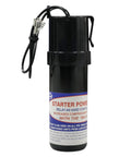 Hard Start Kit For Air Conditioners With Hard Start Capacitor 115V To 288VAC That Cranks Up Torque Up To 500 Percent For 4,000 To 120,000 BTU Units From Half HP To 10 HP in cylindrical black casing with wiring