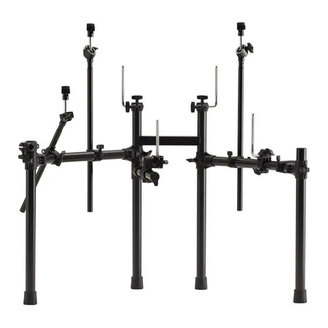 Electronic V Drums Kit frame with mounting hardware for cymbal pads and floating hi-hat, compatible with MIDI and Bluetooth.