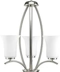 Joy Collection Three-Light Foyer Chandelier With Warm Glow Modern Hallway Ceiling Fixture Chic Steel And Glass Design