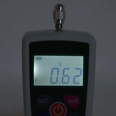 Digital Force Meter Portable Push And Pull Tester 2N To 20N With Built In Sensor For Material Testing And Quality Control Lab Grade Precision Easy Readout Durable Pocket Sized Handy Tool displaying 0.62 N