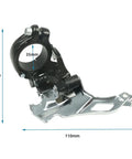 3 Speed Clamp On Front Derailleur For Mountain Bike And Road Bike With Top Or Bottom Pull Beefy Dual Pull Setup, 110mm