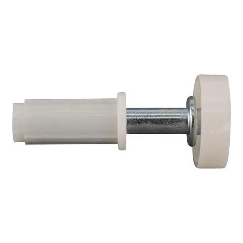 Side view of Spring Loaded Door Top Rolling Guide Replacement For Bi Fold Closet Doors With Seven Eighths Inch Wheel Diameter Three Eighths Inch Base