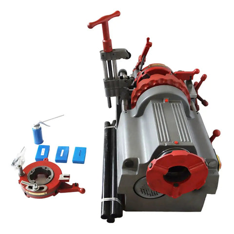 Electric Pipe Threader Machine 1/2 To 3 Inch NPT Threading Cutter For Cutting Threading And Reaming With Clamping Device And Oiling System For Installation And Construction Jobs, with dies and oil can