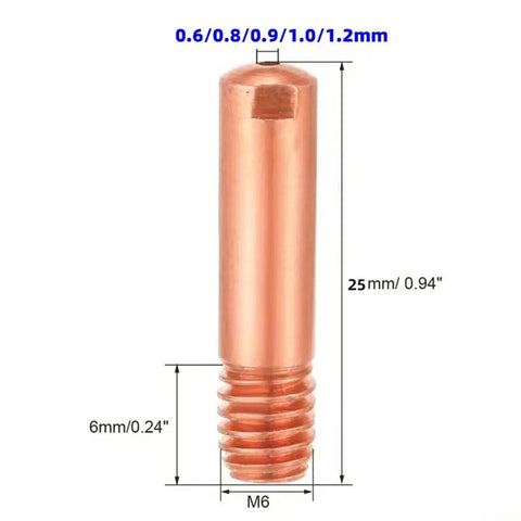 Single copper tip from 10 Pack MIG Welding Tips M6 Nozzles Copper, Heavy-Duty High Temp Resistant Set For 0.6mm To 1.2mm Wire