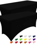 Two Pack Spandex Tablecloths 6 Ft Elastic Fitted Stretch Rectangular Patio Table Cover For Outdoor Tables Wrinkle Free And Washable Black