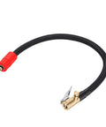 Heavy Duty Tire Inflator Extension Hose With Quick Connect Push Lock Chuck And Leak Proof Copper Fittings For Fast Car Tire Inflation, black rubber and brass connectors.