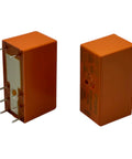 12V DC DPDT Power Relay 8A 8-Pin PCB Relay With Dual Form C Contacts, two orange rectangular components showing pin configuration