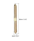 Close-up of 8x80mm hanger bolt for 24Pcs 8x80mm Hanger Bolts Double Ended Threaded Dowels for Attaching Wood DIY Friendly Hidden Locking Connectors