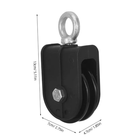 Heavy Duty 70mm Stainless Steel Cable Pulley Block Set With Silent Swivel Lifting Wheel For DIY Gym Pulley System Load Bearing Up To 100kg Detachable Design For Smooth Operation, black pulley block with eye bolt