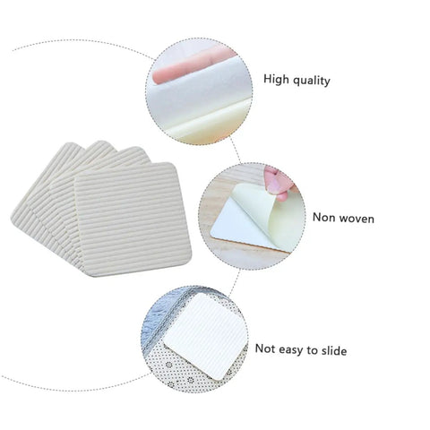 No Slip Carpet Stickers For Area Rugs Reusable Non Woven Rug Fixing Pads With Anti Skid Adhesive Grippers, white textured pads
