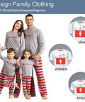 Family wearing matching gray tops and striped pants with 'Believe' text, displaying 9 Piece T Shirt Alignment Ruler Set for Easy Centering.