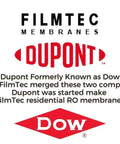 FilmTec membranes with Dupont and Dow logos, related to TW30-1812-100HR 100 GPD TFC High Rejection Membrane For Undersink RO System.