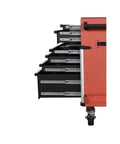Shop Workhorse 10 Drawer Rolling Tool Chest Cabinet With Slick Roll Casters And 56 Inch Wide Steel Build side view showing multiple drawers and casters.