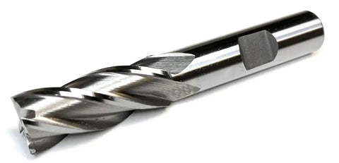 4 Flute High Speed Steel Center Cut End Mill 9/16 Inch By 1/2 Inch For Profiling Shoulder Milling And Finishing In Ferrous And Nonferrous Metals With Light To Medium Material Removal And A Slick Pro Grade Surface Finish