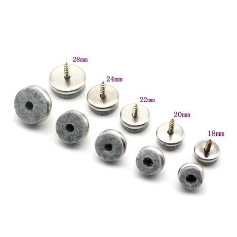 Adjustable Screw In Furniture Felt Glides Set 18 20 22 24 28mm for chairs and tables, displayed in various sizes