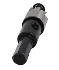 Beefy 14mm Hole Saw Kit With 68mm Overall Length, HSS Spring Loaded Twist Drill Bits, shown with metal drill bit.