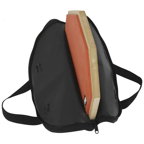 Hella Tough Octopus Practice Pad Storage Bag For 10 Inch Dumb Drum with orange pad inside, made of black oxford cloth.