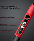 Handy Electric Soldering Iron Kit With Testing Tool Storage Bag Perfect For Appliance Repair And Circuit Boards Portable US Plug showing LCD temperature control and shortcut keys.