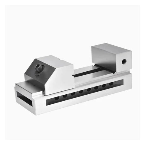 Heavy Duty Machine Vise With Quick Adjust Sliding Jaws Built Tough For Lathes Mills And Cnc Workbenches, showing smooth face plates and jaws.