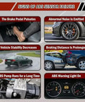 Signs of ABS sensor failure including pulsing brake pedal, abnormal noise, and warning lights.