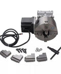 Heavy Duty Cnc Router Rotary Fourth Axis Kit Featuring Knockout Nema 34 Stepper Motor And Ironclad 130mm Four Jaw Chuck components