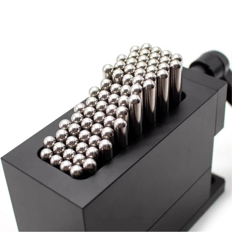 Flexible Claw CNC Assembly Fixture Clamp 30x79 mm With 67 Pins 6 mm Diameter SUS Stainless Steel Pins 21 mm Independent Stroke Pro Grade Adaptive Workholding Gripper For CNC Laser Marking Machines Black, close-up view of pins.