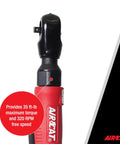 Composite Pneumatic Ratchet 1/4-Inch, 320 RPM, 35 ft-lbs Max Torque, close-up of red ergonomic handle and single pawl mechanism