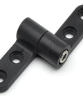 Close-up of heavy duty stainless steel self closing door hinge with reversible design and 360 degree rotation for any angle positioning