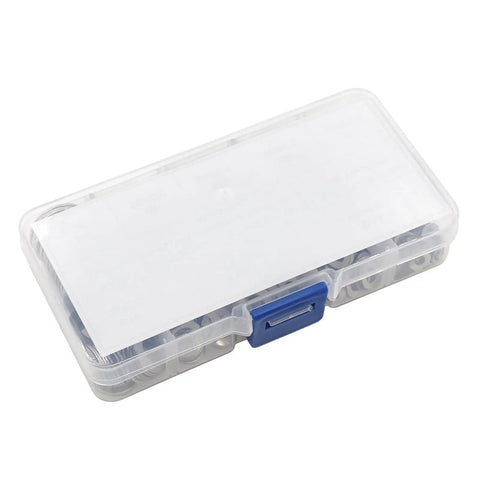 Premium Metric Wave Spring Washer Assortment Kit 304 Stainless Steel 385 Piece Set in clear storage case.