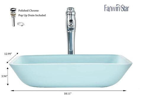 Star Macarons Candy Sandy Series Dope Tempered Glass Vessel Sink In Ice Cream Swirl with pop-up drain, side view