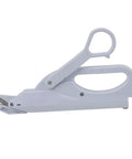 Effortless Cutting Magic With These Mini Battery Operated Electric Scissors That Auto Slice Fabric And Paper With Ease For Home DIY Jobs Light Ergonomic Safety Shears Are Ready To Go in white color.