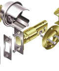 Exploded view of Pro Grade Commercial Grade 2 Single Cylinder Deadbolt With C Keyway Satin Chrome Finish for 1-3/8 to 1-7/8 doors