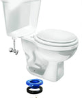 Wax-Free Toilet Seal That Really Works Universal Gasket Fits Any Drain 2 Pack shown with toilet bowl setup below seal components