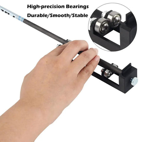 Hand using Arrow Shaft Grinder And Polisher Tool For Archery DIY Arrows Accessory Burr Removal Sander with precision bearings.