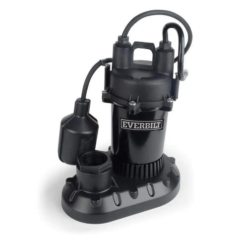 One Half HP Submersible Aluminum Sump Pump With Tethered Switch, Quiet Continuous Duty, 115V PSC Motor, Energy Efficient Workhorse, Durable Drainage Pump With 8.25 Ft Cord And 1-1/2 Inch FNPT Discharge