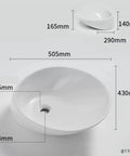 USZWBY Bathroom Vessel Sink Bathroom Vessel Sink Oval Above Counter White Porcelain Ceramic Bowl Basin dimensions detailed view
