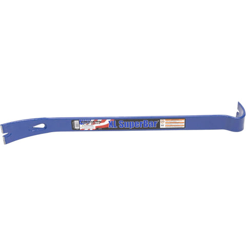 Superbar 21 Inch Pry Bar Nail Puller With Rocker Head For Smoother Pulls, Made In The USA, Model B215L VN45201, drop forged steel, side view