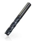 Carbide end mill, side view, 1/2 in, extra-long, 4in overall length, 4-flute square end, AlTiN coated