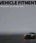Image of a car with "Vehicle Fitment for Mitsubishi Lancer 2002-2006" text, illustrating fitment for wheel hub assembly.