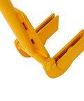 Long Handle Pallet Wrecker Tool With 43 Inch Steel Shaft, Heavy Duty Pallet Disassembly And Deck Board Remover, Ergonomic Rubber Grip, Ideal For Standard Pallets And Boards Up To 3.6 Inches Wide, yellow steel claw close-up