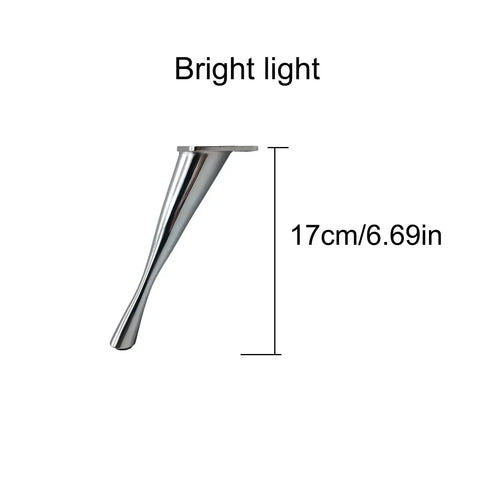 Heavy Duty Metal Furniture Legs Set Four Pieces Diagonal Sofa Legs For Modern Couches Desks Tea Tables And TV Cabinets Replacement Hardware 17cm 6.69in With Floor Protection For Hardwood Floors. 17cm bright light finish metal leg