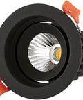 DJVHSRI Recessed Lighting Housing Trim Kits black rotatable downlight with orange clips, suitable for various home decor.