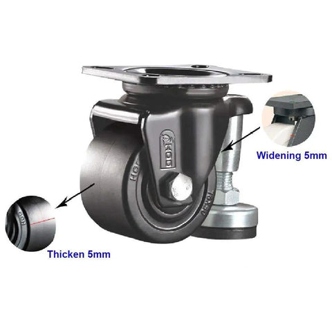 Dang Tough Heavy Duty Furniture Casters Set Of 4 Featuring Ultra Smooth Swivel Wheels And Sturdy Steel Plates for a close-up view of wheel design.