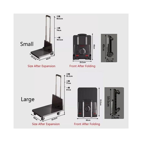 Heavy Duty Folding Hand Truck And Portable Flat Cart For Easy Transport Black Trolley Haul Heavy Loads At Home Or On The Go With Large Capacity And Smooth Four Wheel Mobility For Groceries Tools And Camp Gear, size comparison