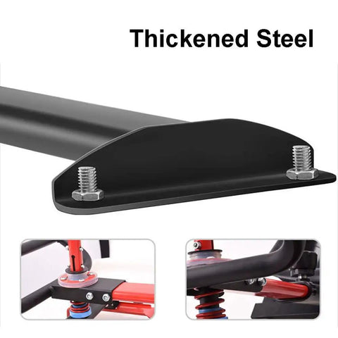 Close-up view of thickened steel frame for Seat Attachment Go Kart Conversion Kit For Hoverboard Self Balancing Scooters 6.5 Inch 8 Inch 10 Inch.