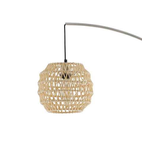 Modern Arc Floor Lamp With Rope Linen Shade Brushed Steel Arc Standing Lamp For Your Living Room Bedroom Office 82 Inches Tall