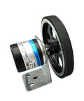 Heavy Duty Industrial Measuring Wheel With Digital Length Counter Rolling Tally Meter For Wire Cable And Tube showing rubber tire and encoder.