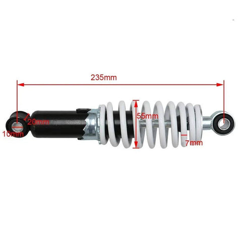 Rear Suspension Shocks Pair For ATV Go Kart Quad Bike 4 Wheeler 9.25 Inch 235mm Eye Center To Eye 50mm Travel 400 Lb Load Per Shock