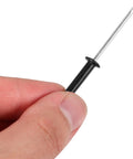 Close-up of a hand holding a black M4x25 flange blind pop rivet from a 50 Pack Black Aluminum Pop Rivets M4x25 Flange Blind Rivets Kit.